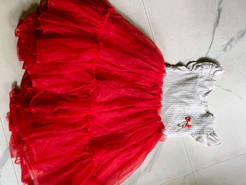 Red and white cute dress