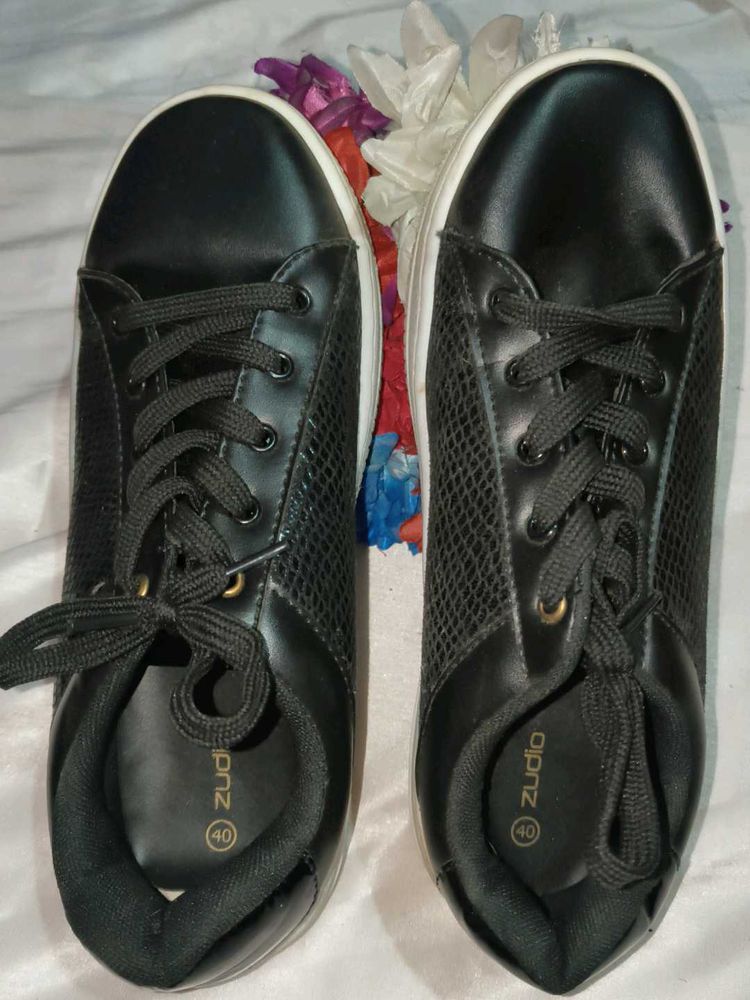 Black Lace-Up Sneakers