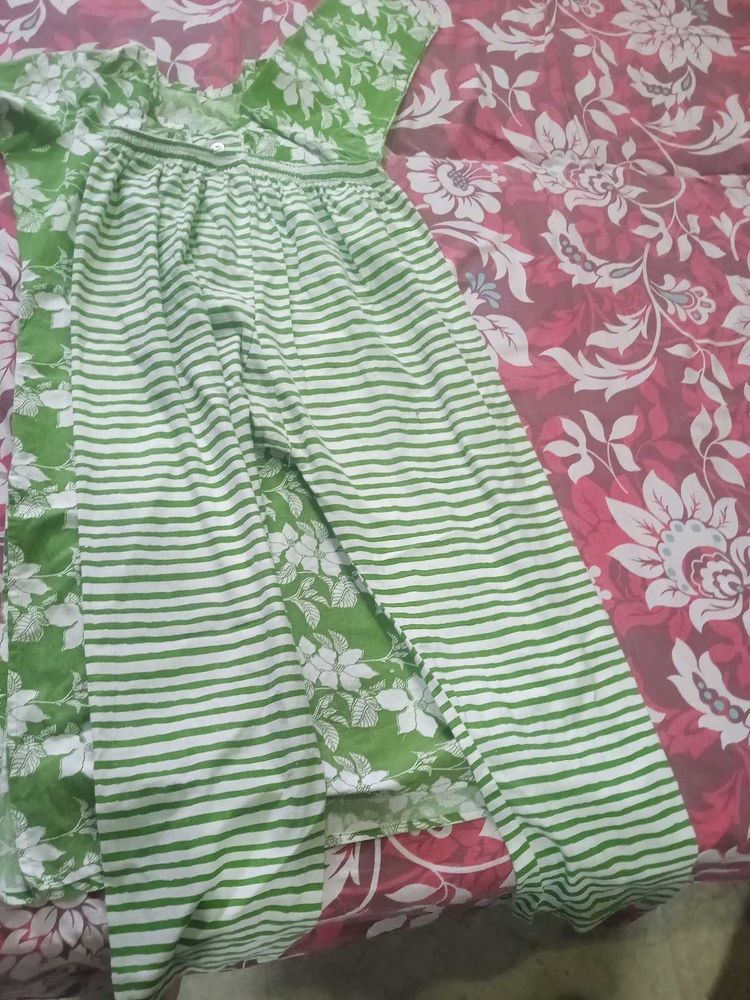 Green Striped Cotton suit