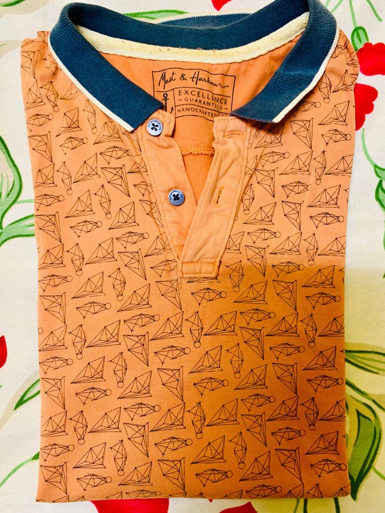Orange T-shirt With Blue Color - Medium Size
