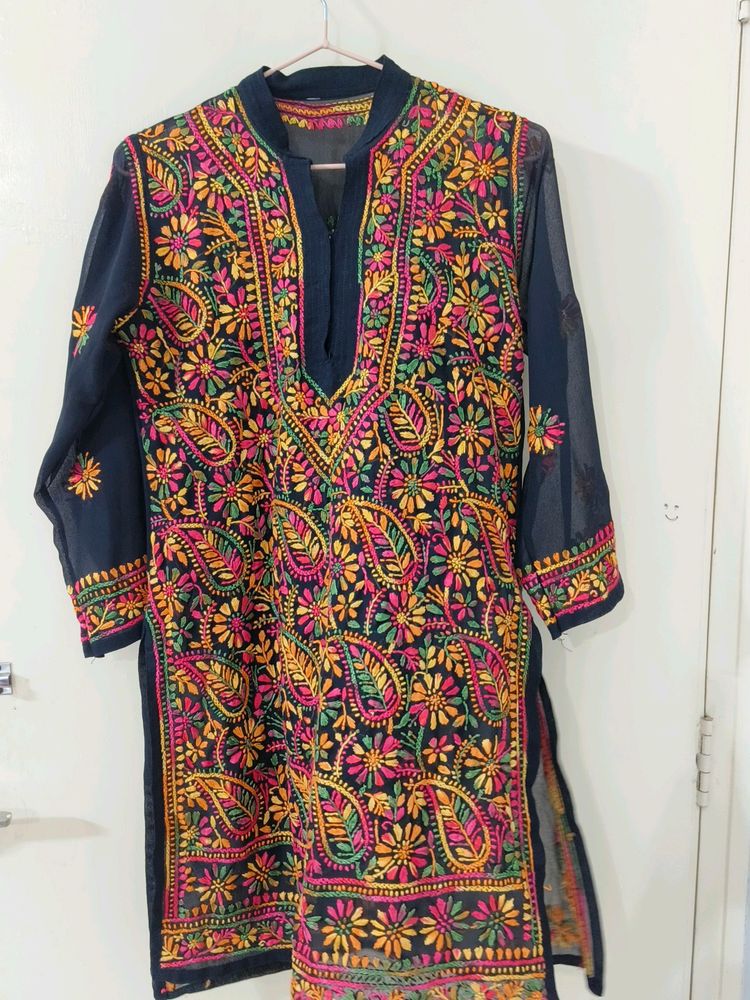 Woven Chikankari Kurti , Multicolored