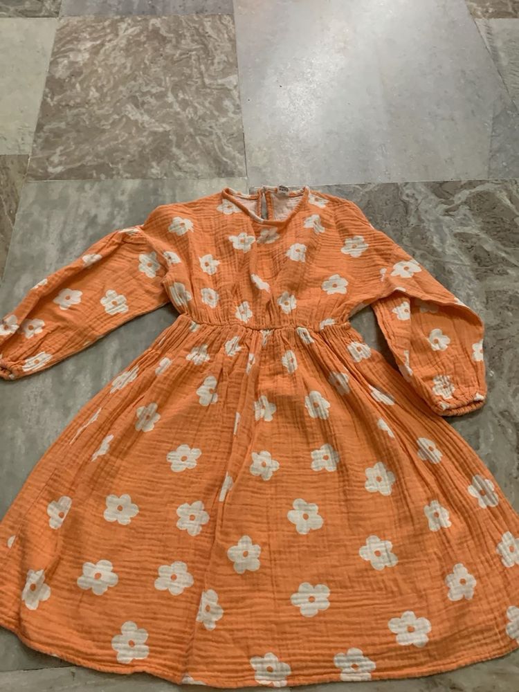 Cute Orange Floral Dress