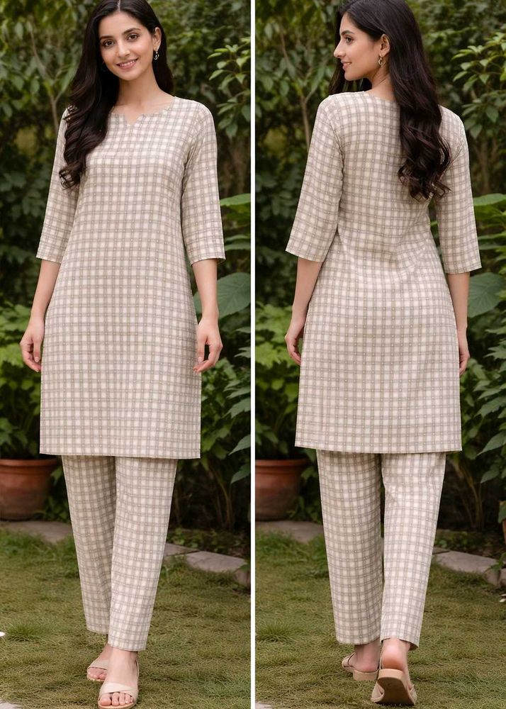 checked kurta set ( coordset)