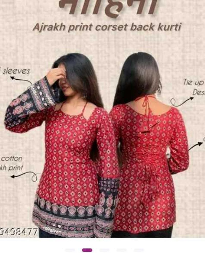 Stylish Ajrakh Print Corset Back Kurti