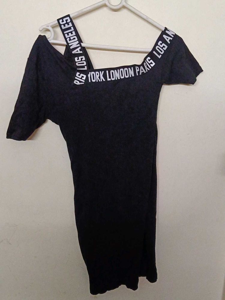 Black Shein Bodycon Off Shoulder Dress