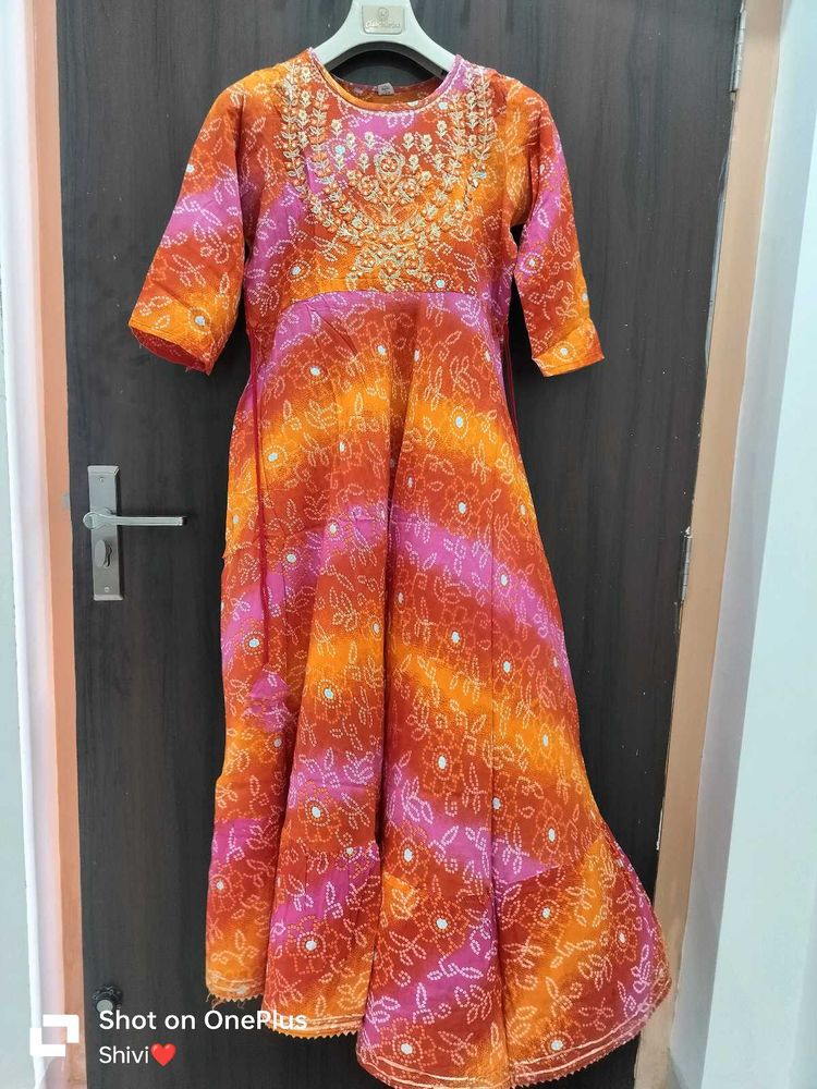 Bandhej Print Gawn Kurti