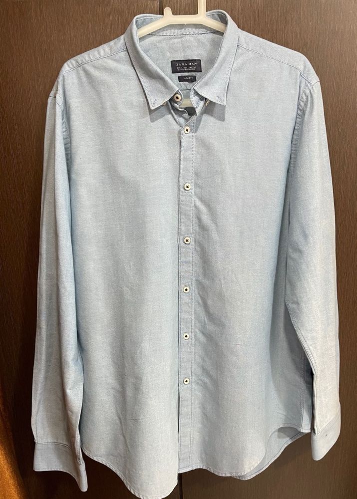 Zara Man Light Blue Slim Fit Shirt