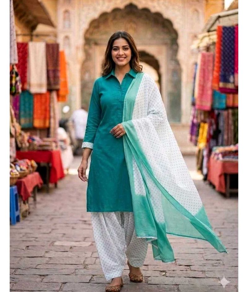 NO KURTI White Patiala And Dupatta