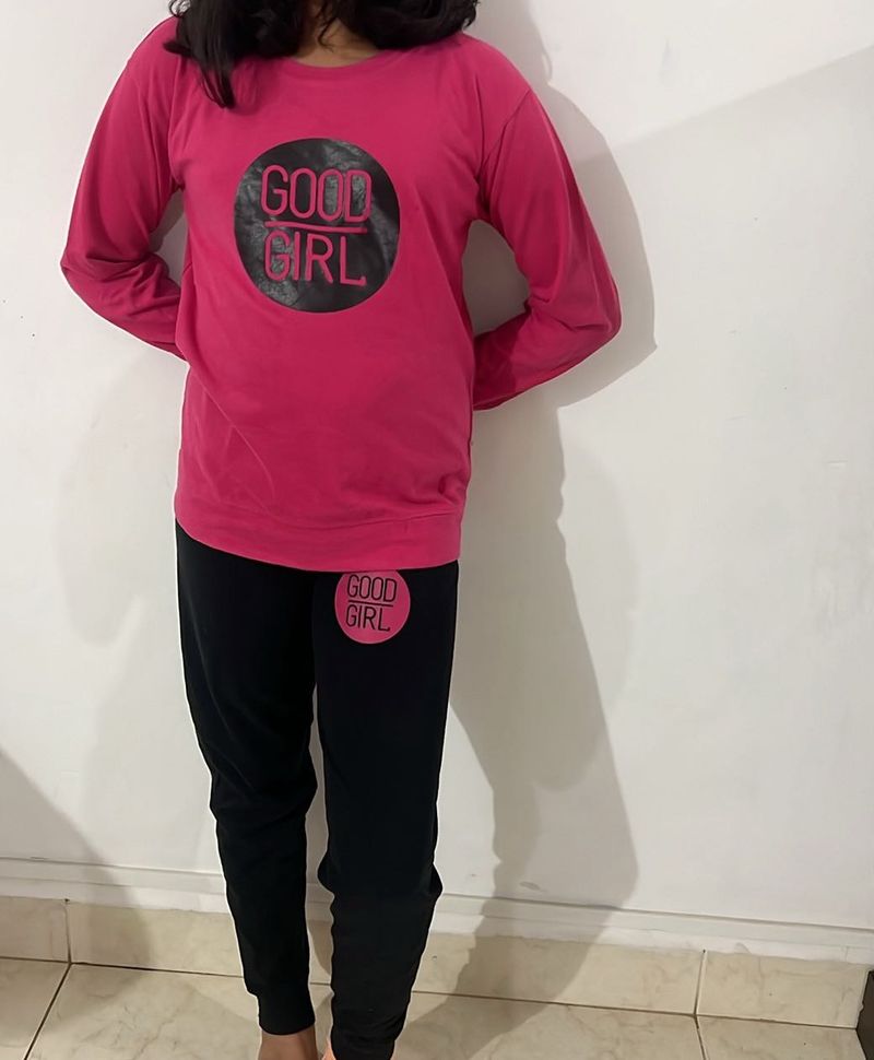Good Girl Graphic  sweatshirt with pajama