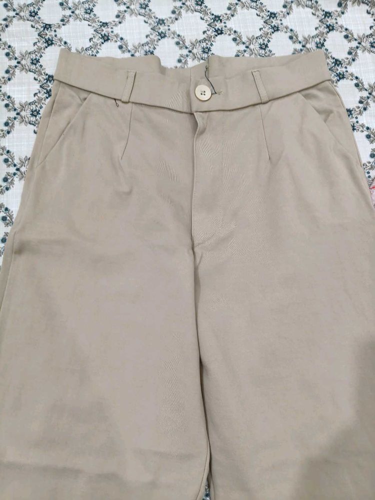 Stylish Beige Wide-Leg Pants