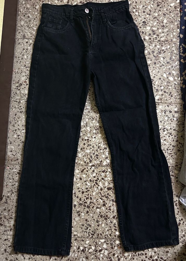Black Wide Leg Denim Jeans