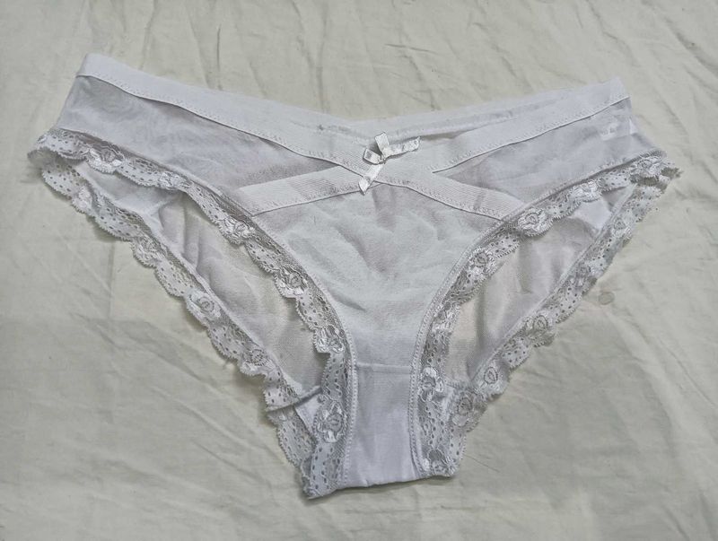 Lace Trim💙 White Briefs