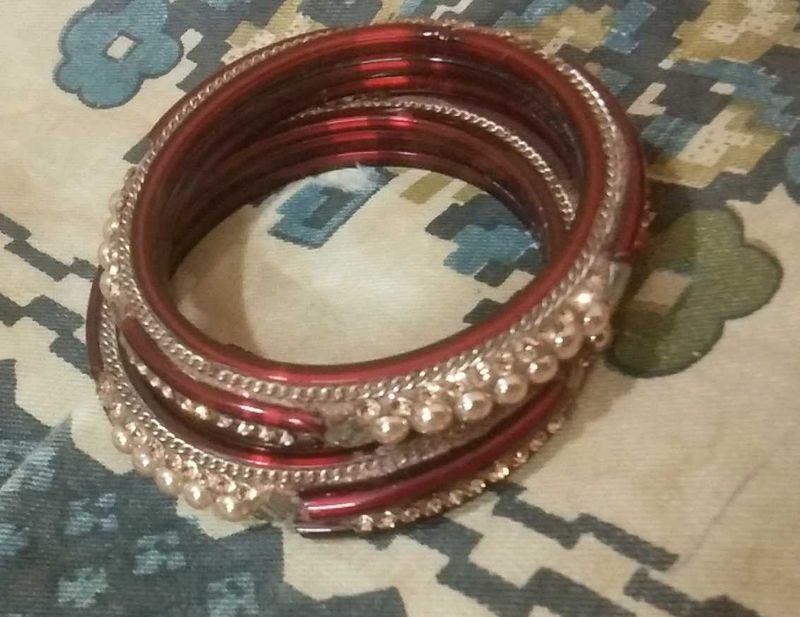 Sparkling Red &amp; Gold Bangles