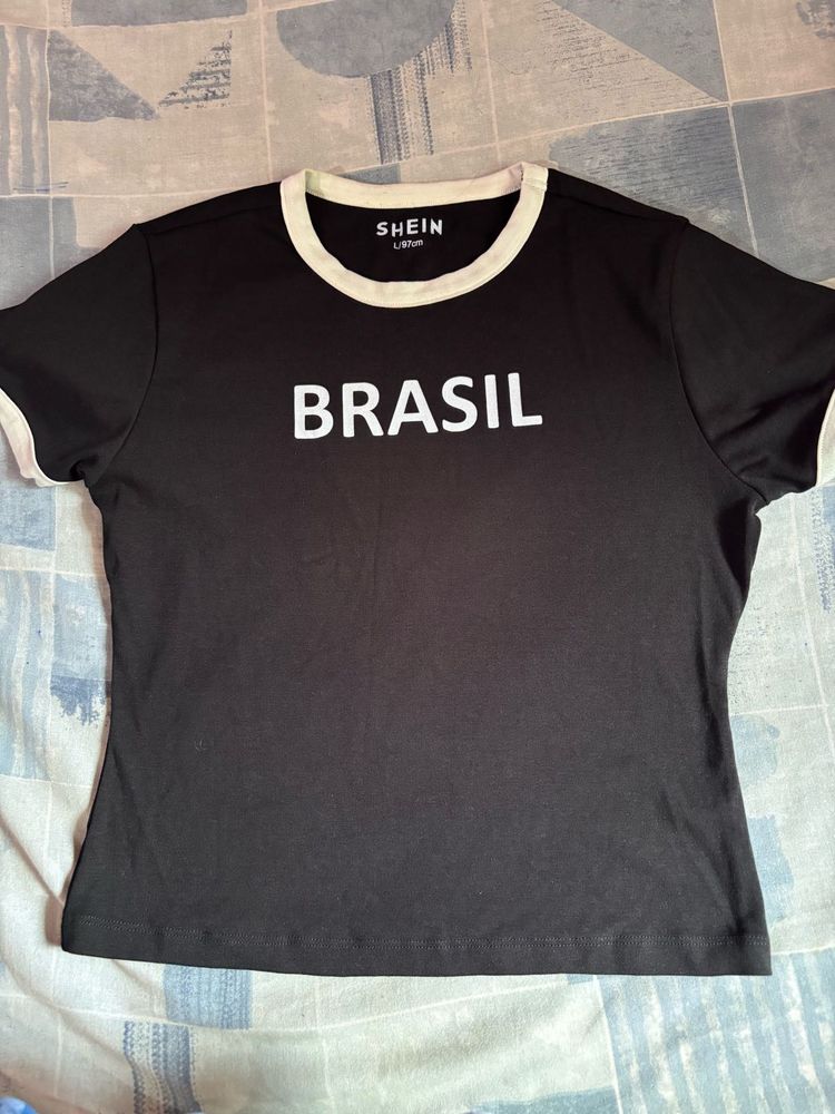 SHEIN Black Brasil Graphic T-Shirt