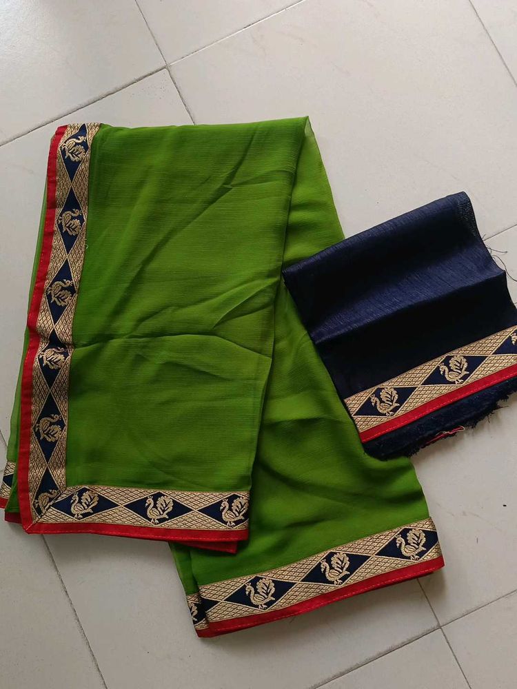 🆕  Border Saree With Blouse Peace