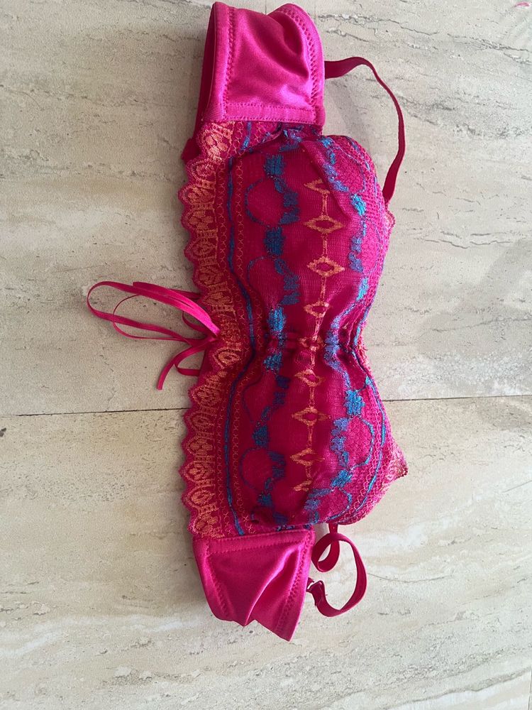 Vibrant Pink Lace Bra