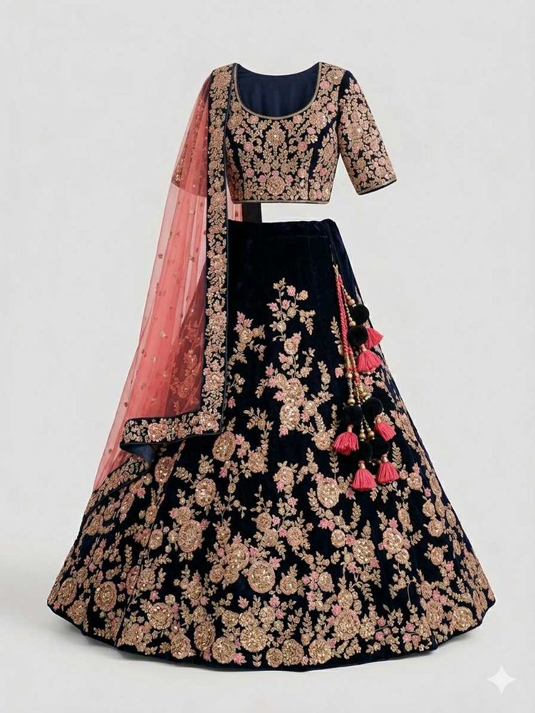 Designer Velvet Lehenga Choli Set