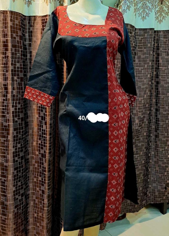 Brand New Elegant Kurta with Red &amp; Black Print