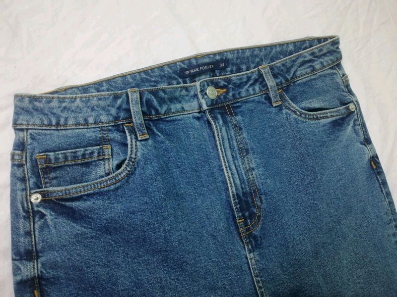 Fame Forever Blue Denim Pant For Women Wear
