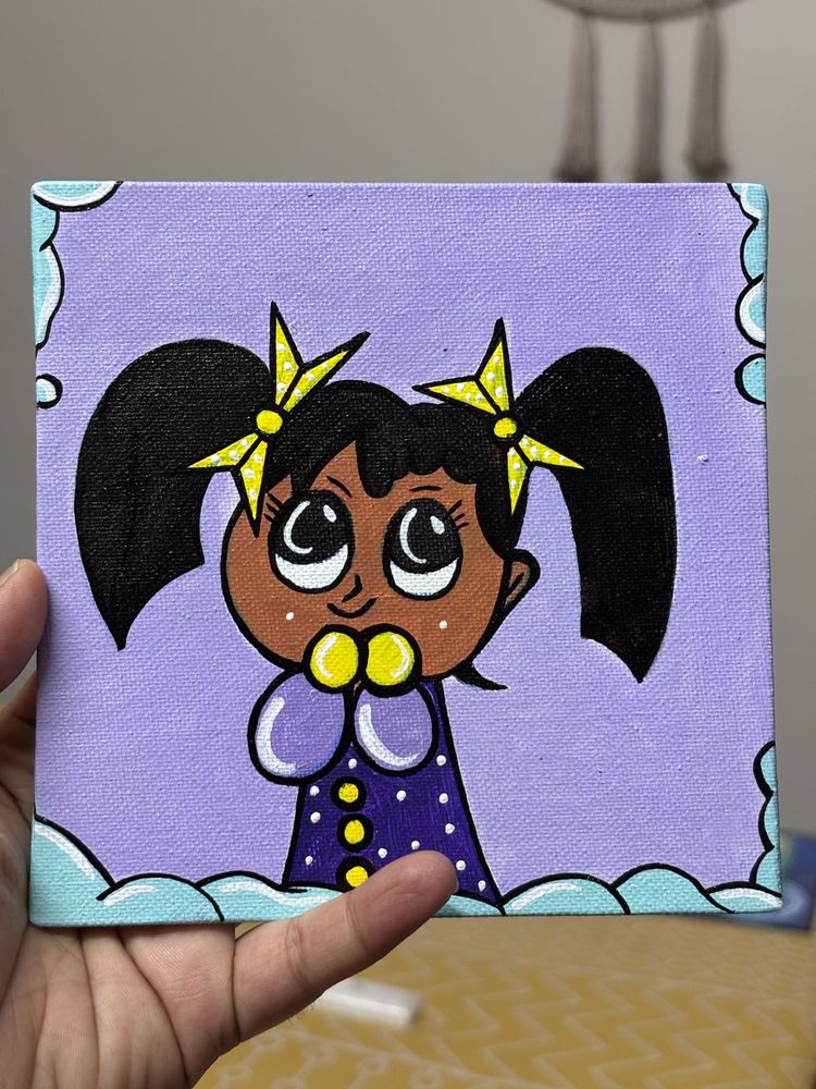Cute Cartoon Girl Painting