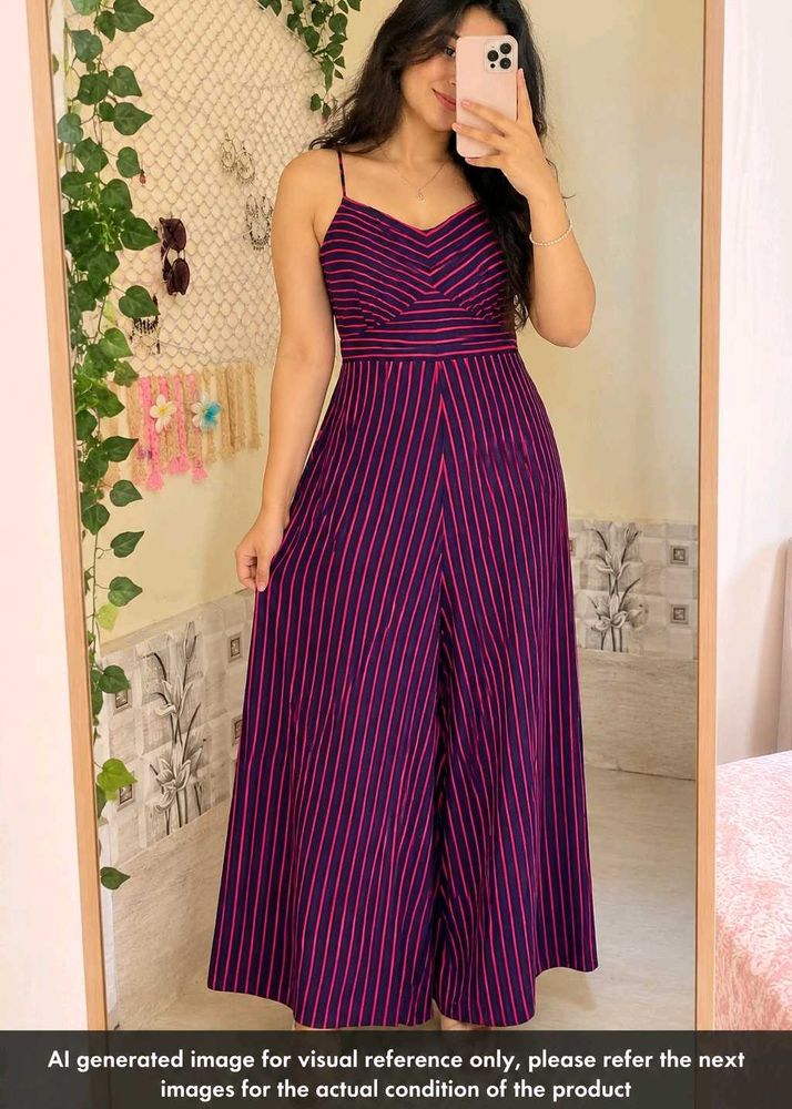 Boho Stripe Jumpsuit Size S-M Stretchable