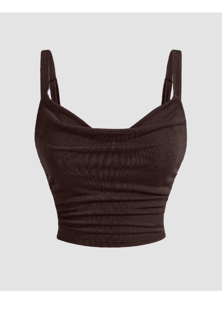 Ruched Cowl Neck Spaghetti Strap Crop Top