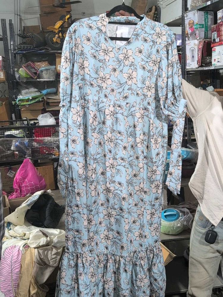 Light Blue Floral Maxi Dress XXL