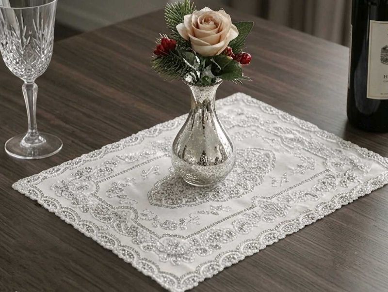 Elegant Silver pvc table mat