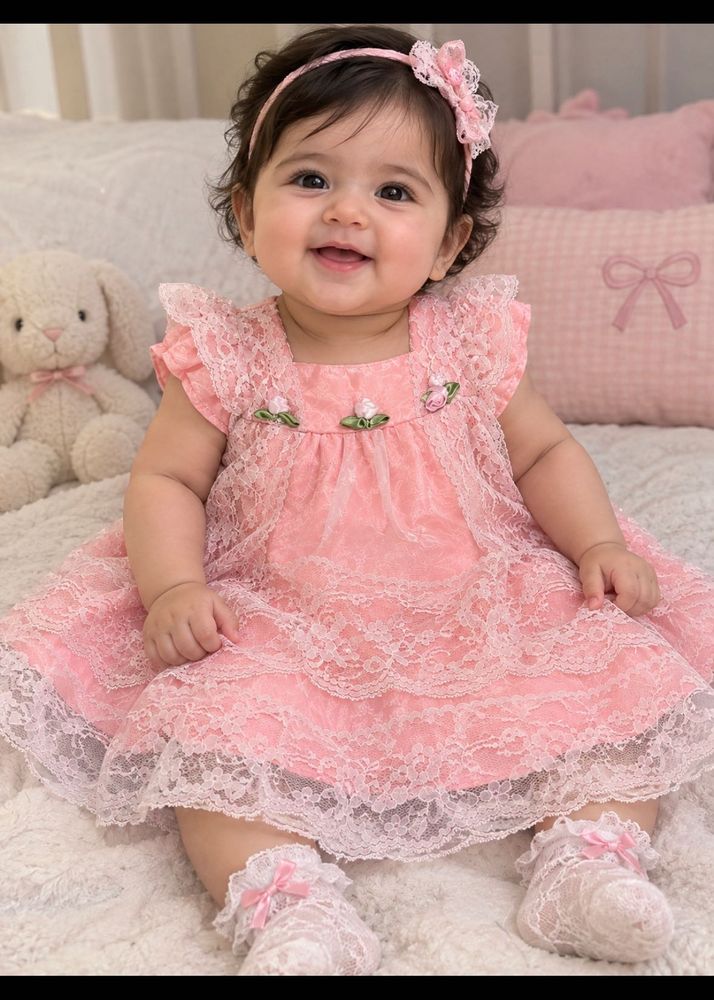 Adorable Pink Lace Baby Dress