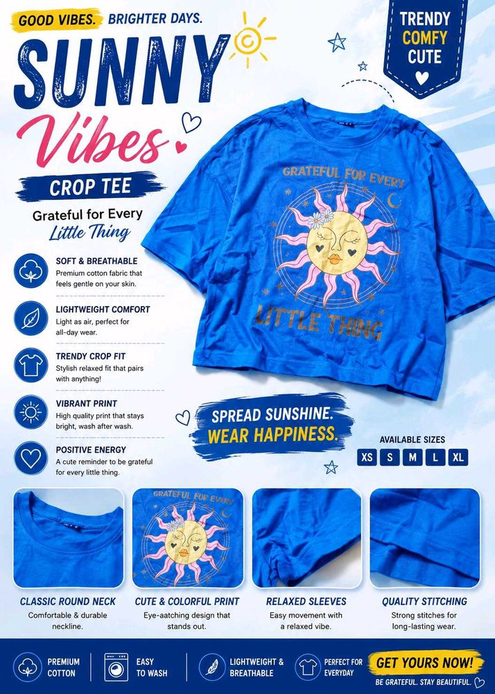 Cute Blue Graphic T-Shirt 💗