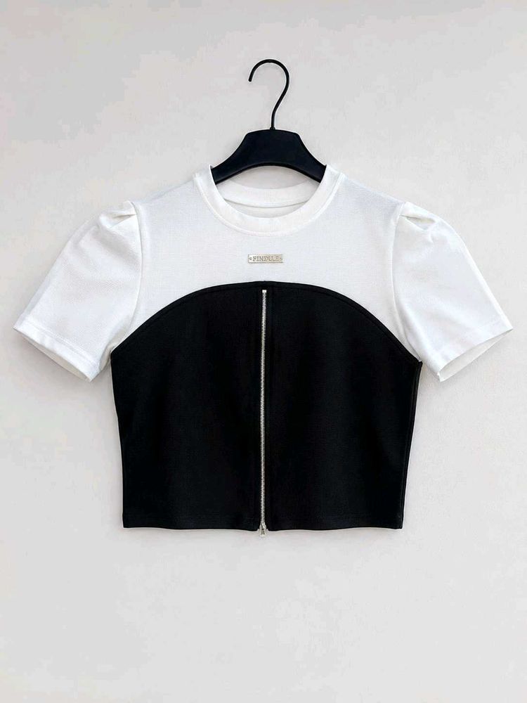 Stylish Color Block Crop Top