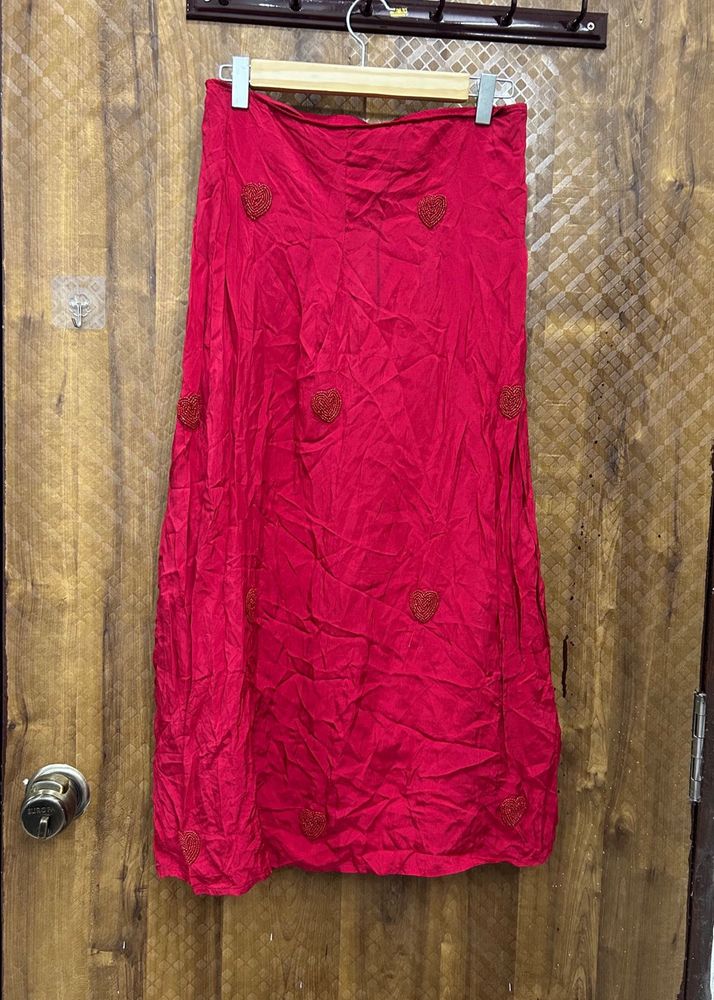 Vibrant Red Skirt with Heart Detail(Brand new )