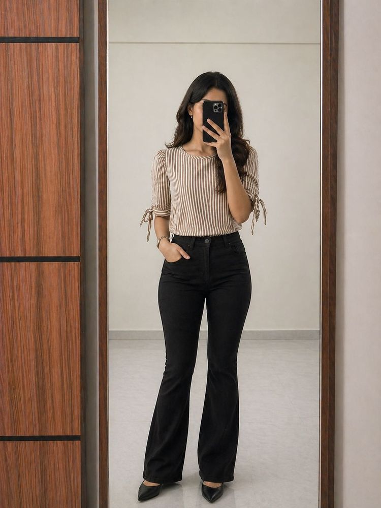 Striped Puff Sleeve Top