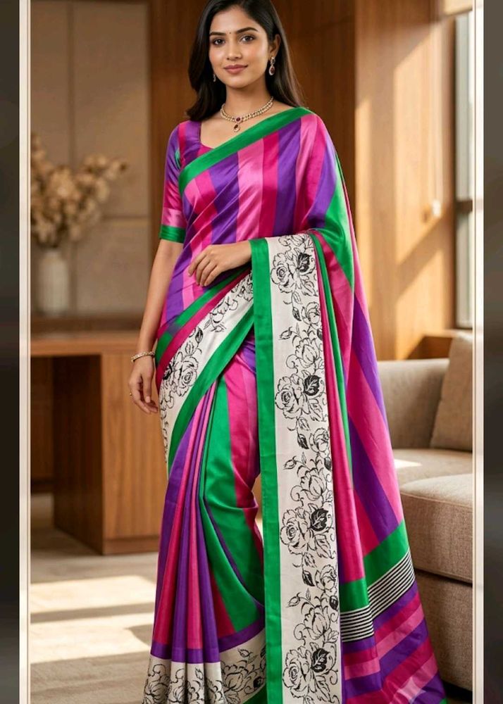 Vibrant Striped  Saree