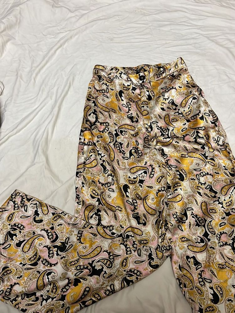 Paisley Print Wide Leg Trousers