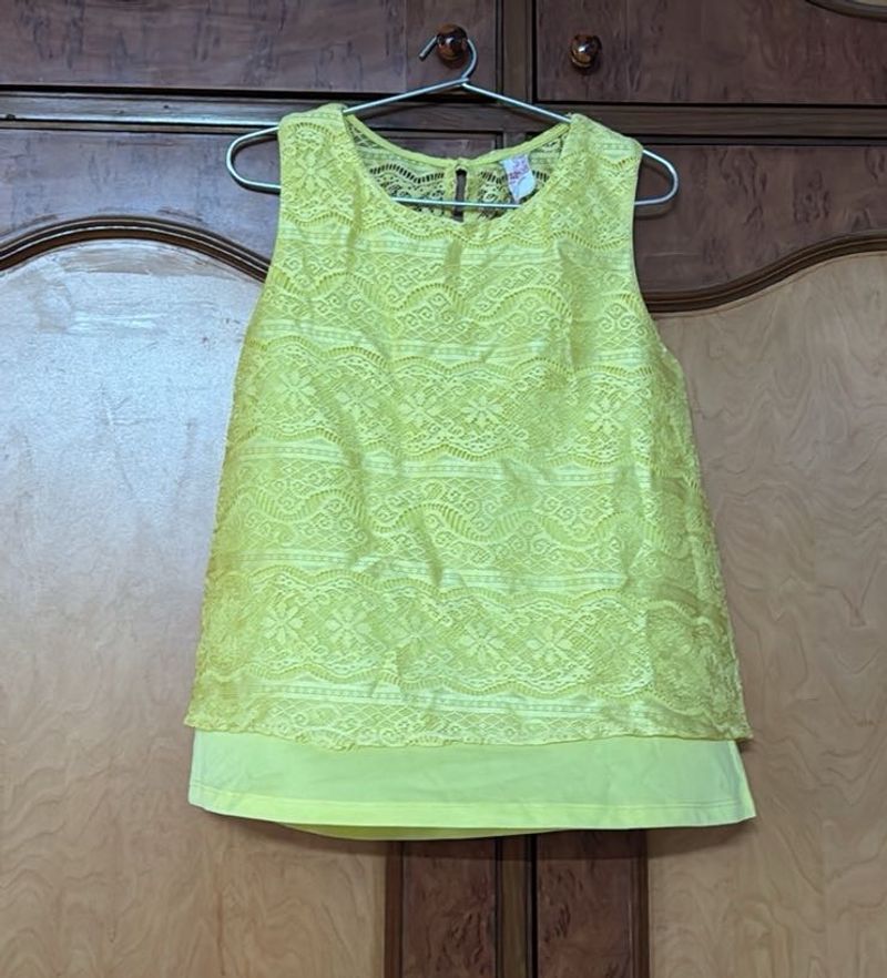 Yellow Lace Sleeveless Top