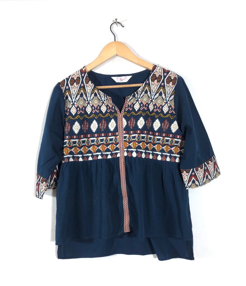 Navy Blue Printed Top(Women’s)