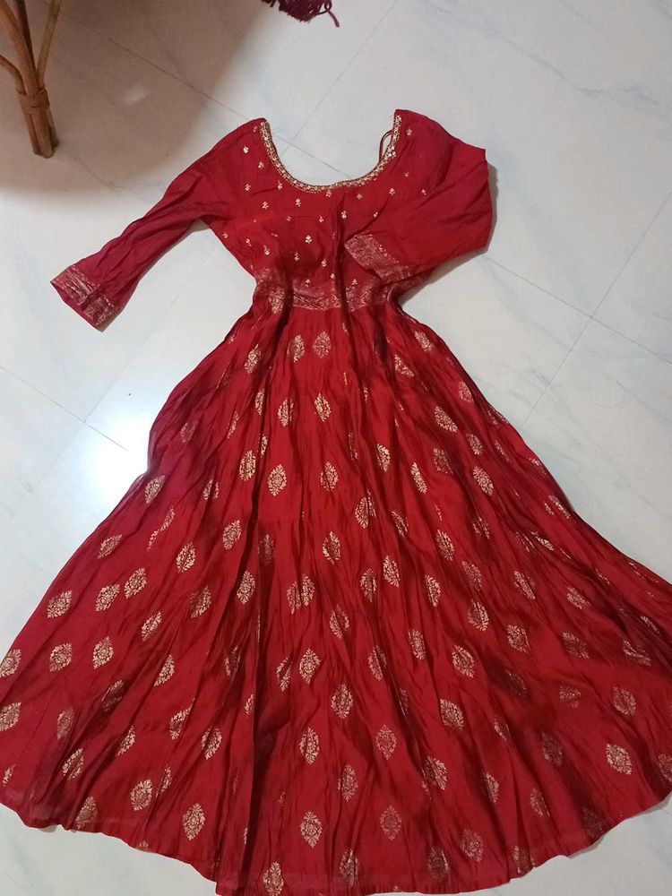 Red &amp; Gold Ethnic Gown