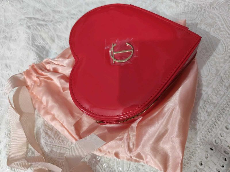 Red Heart Shaped Clutch Bag