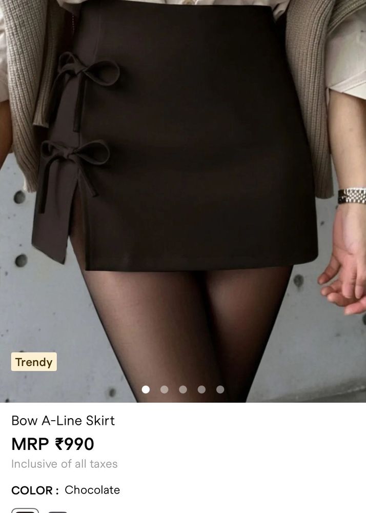 Chic Brown Bow A-Line Skirt