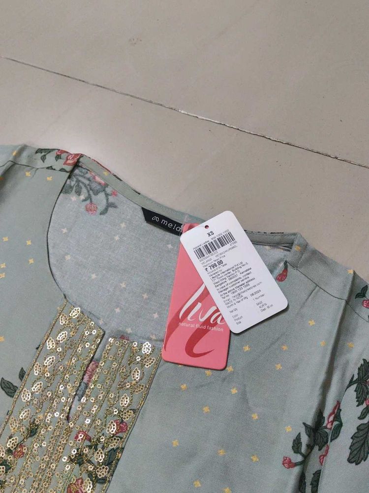 Melange Floral Straight Kurta New With Tag