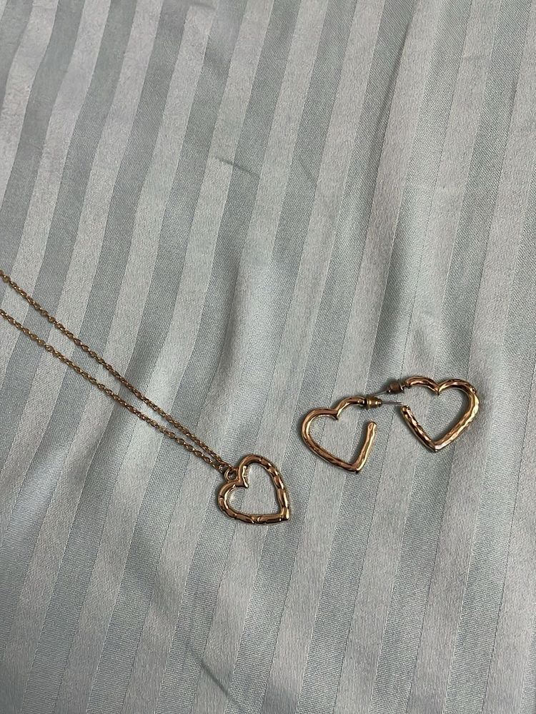 Heart Necklace and Earring Set