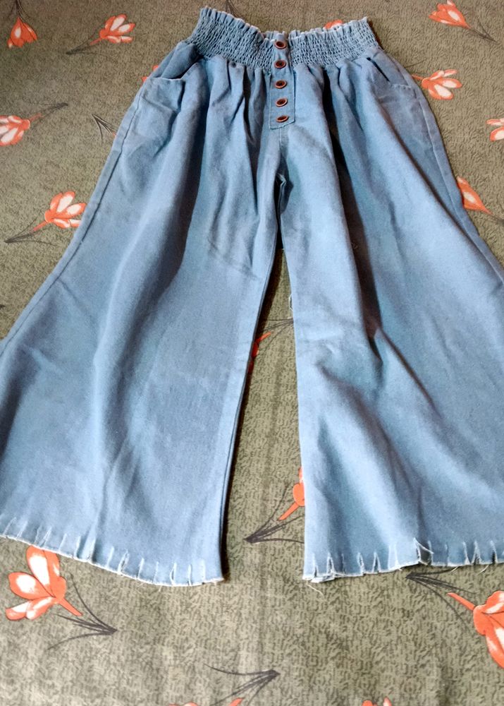 Stylish Light Blue Denim Bell Bottom
