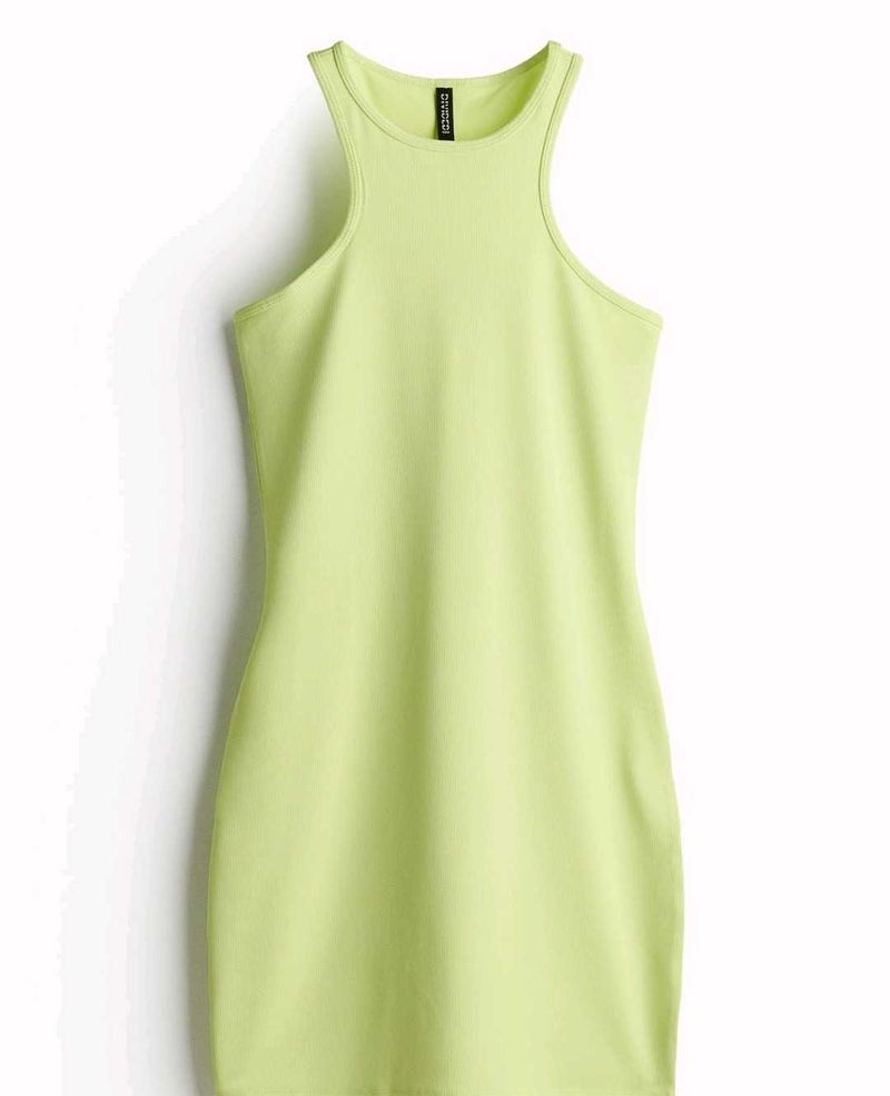 H&amp;M Yellow Green Bodycon Mini Dress