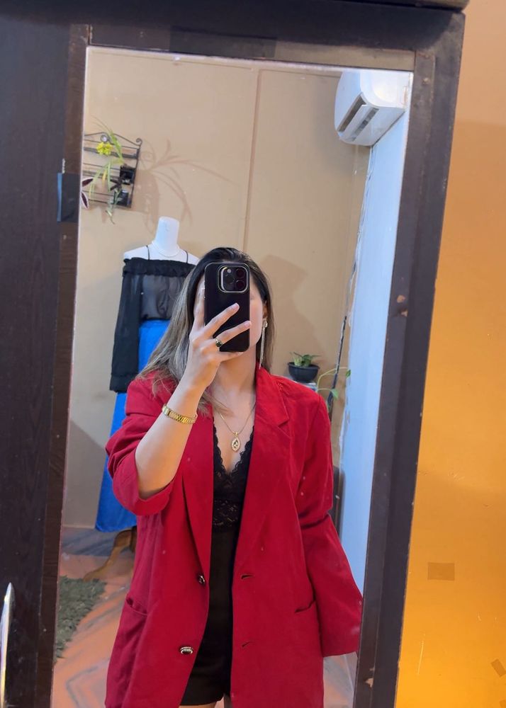 red oversized blazer