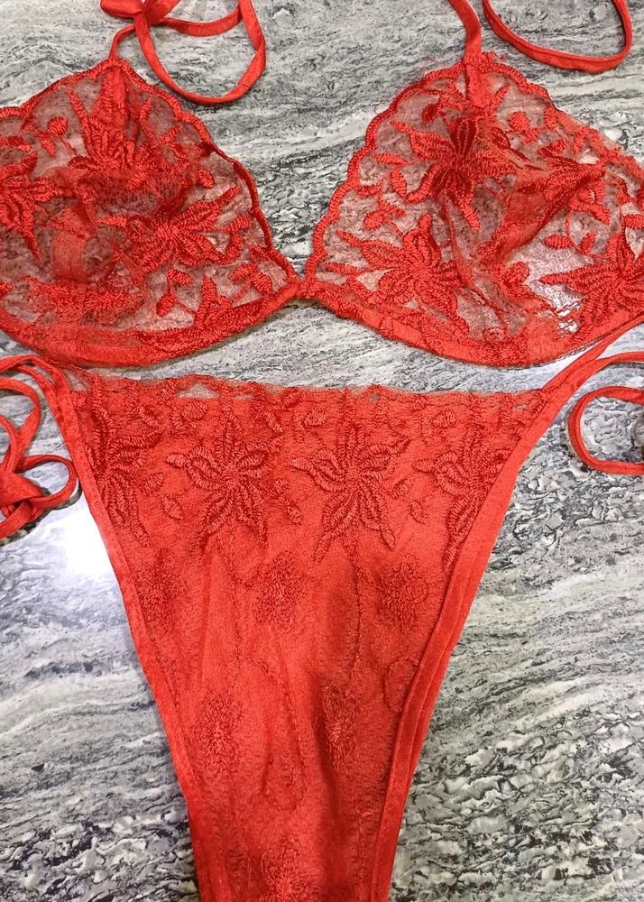 Shiny Red Bikini Set
