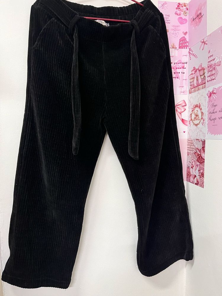 WINTER Black Corduroy Wide Leg Pants