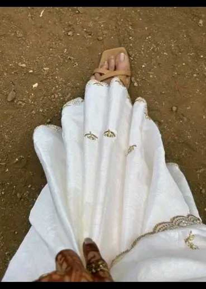 Elegant White Saree with Gold Embroidery