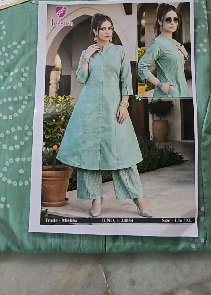 Elegant Mint Green Kurta Set with Palazzo