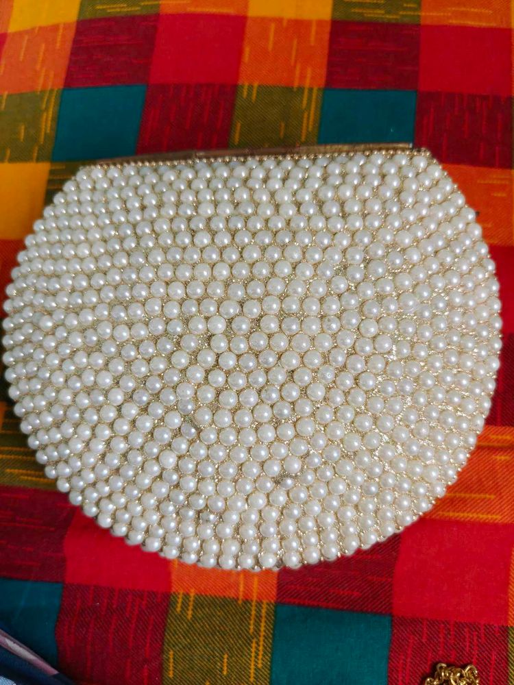 Elegant Faux Pearl Clutch Bag